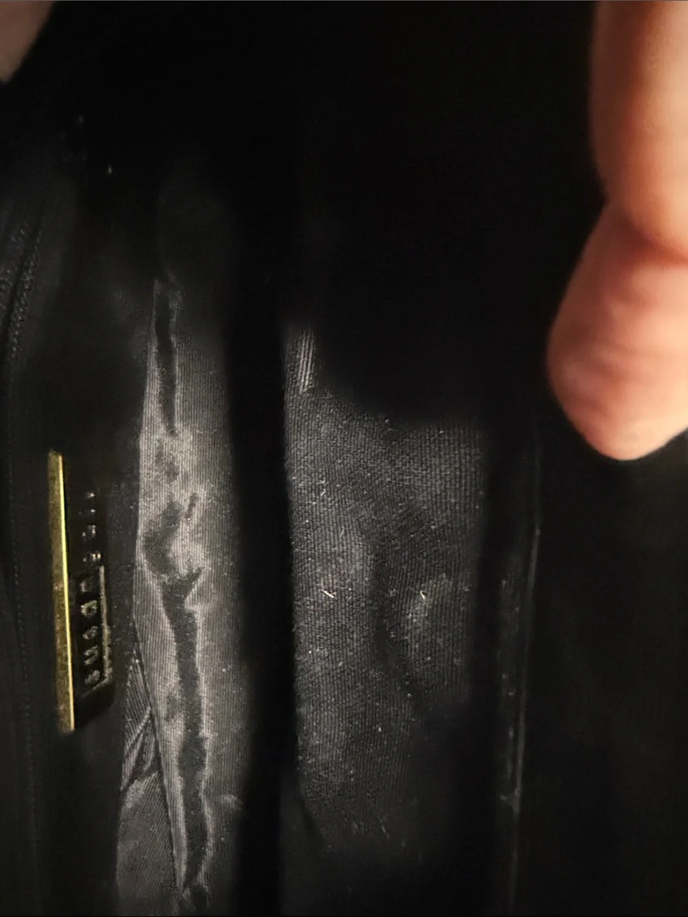 Susan Gail Navy Leather Shoulder Bag with Gold Accents